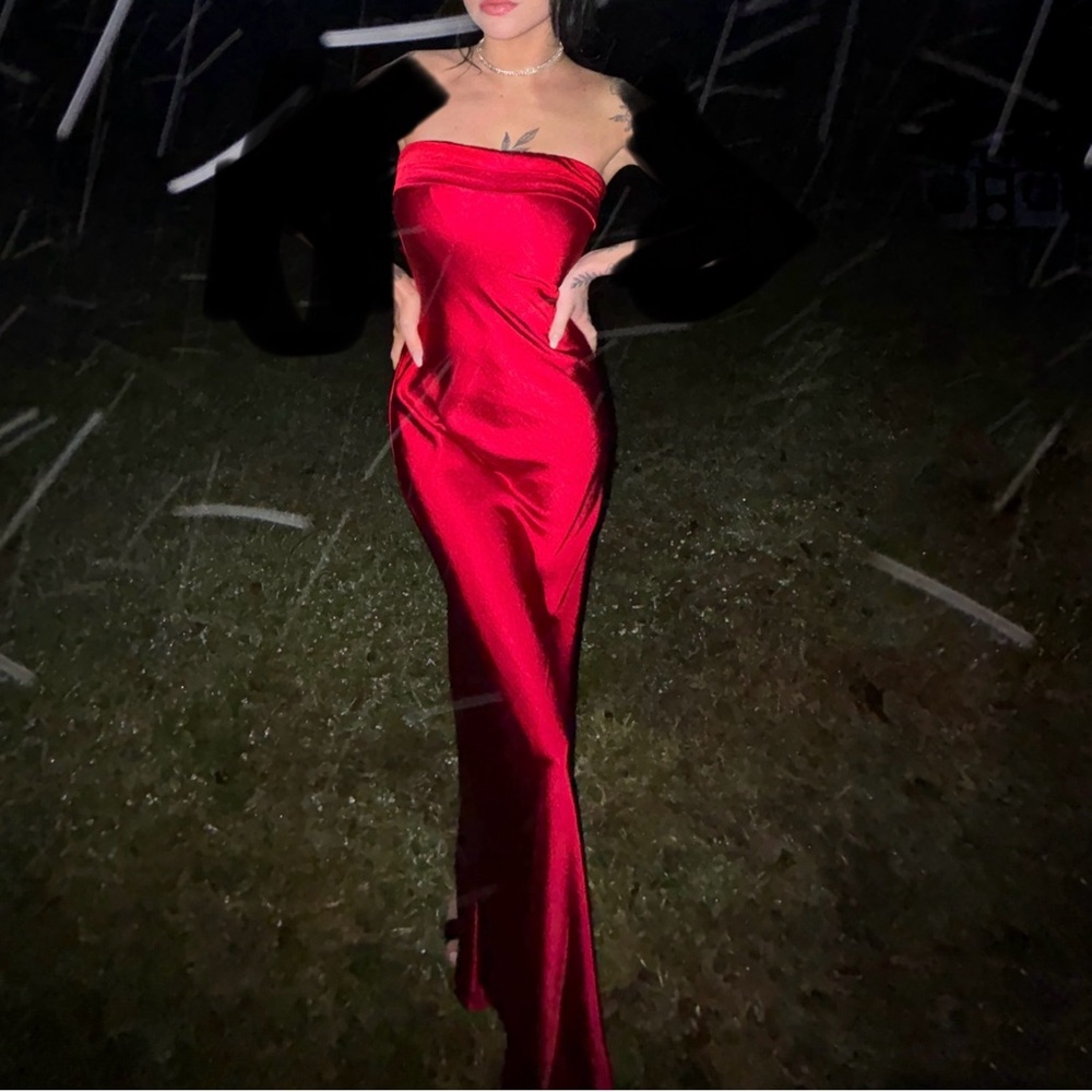 Red Satin Maxi dress
